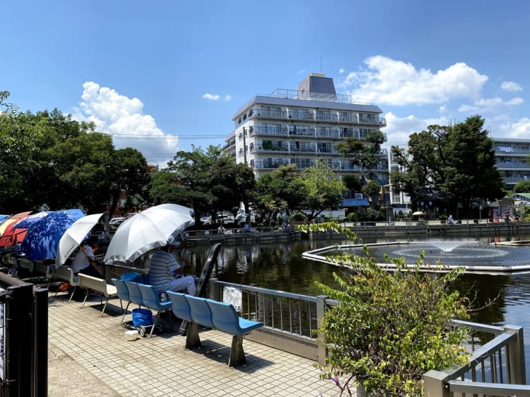 上目黒にある清水池公園は無料でヘラブナ釣りが楽しめる