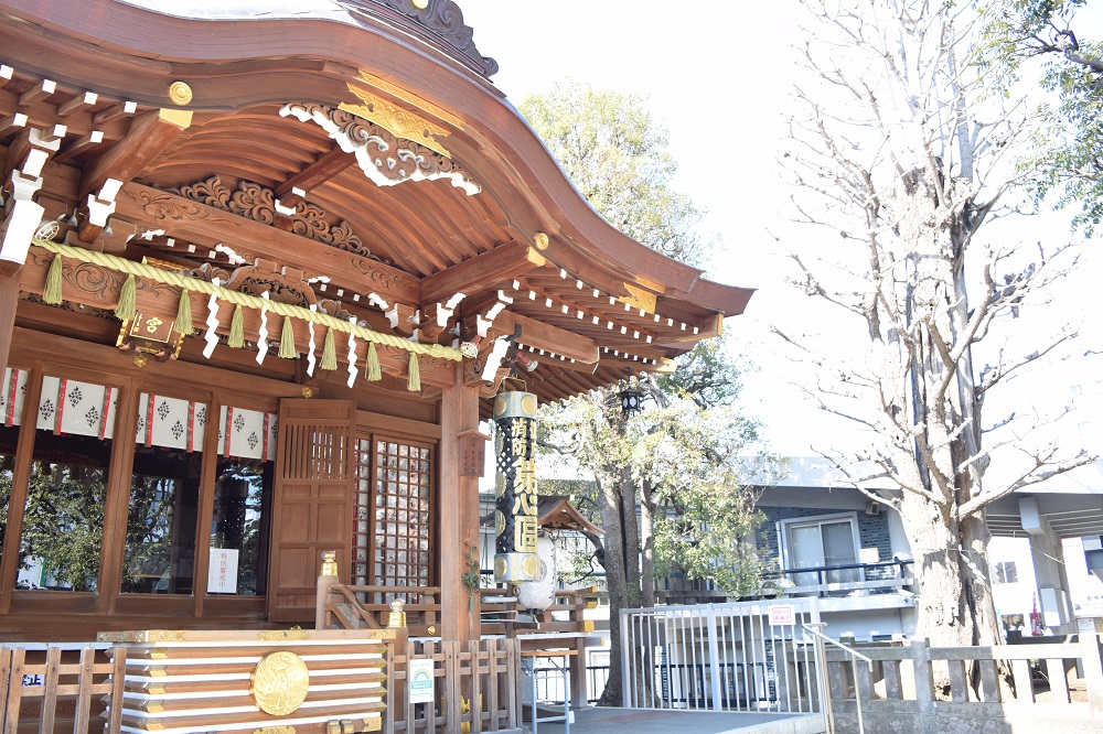 大鳥神社の拝殿は修復されたばかりで美しい