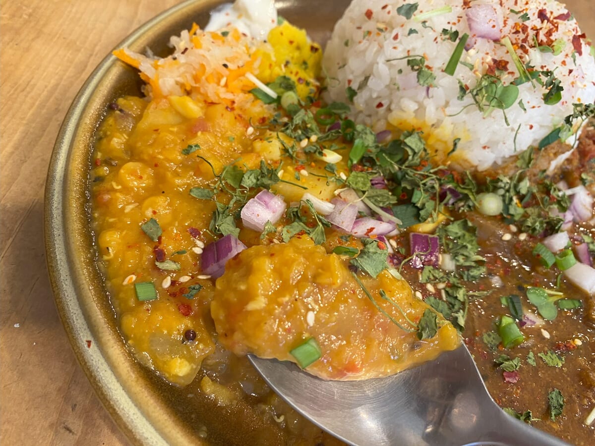 豆ベースの季節野菜とにんにくのカレー