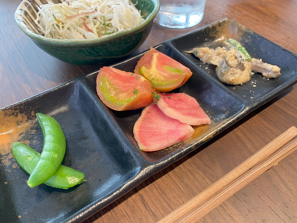 ミコト屋さんの新鮮野菜を使ったあて3種