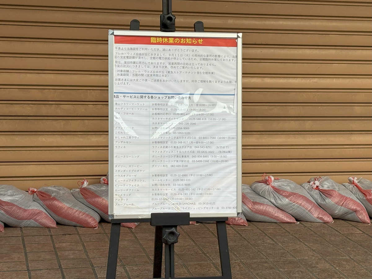 各テナントの問合せ先なども掲示