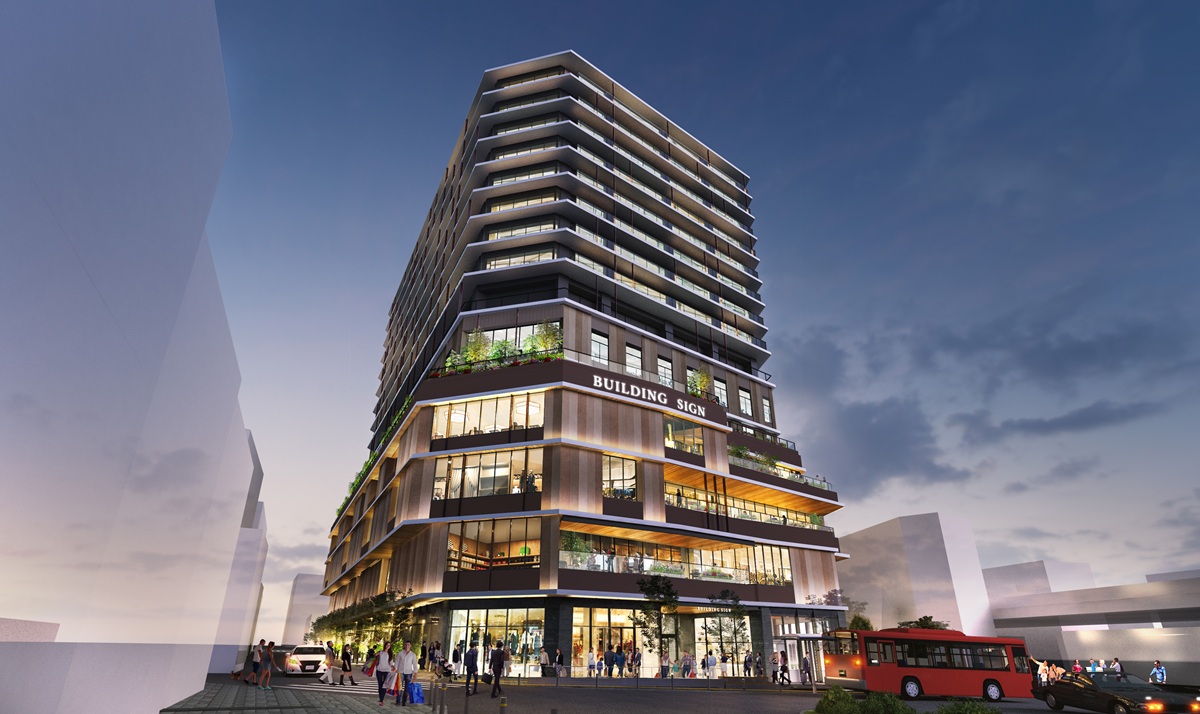 「自由が丘一丁目29番地区第一種市街地再開発事業」の建物外観