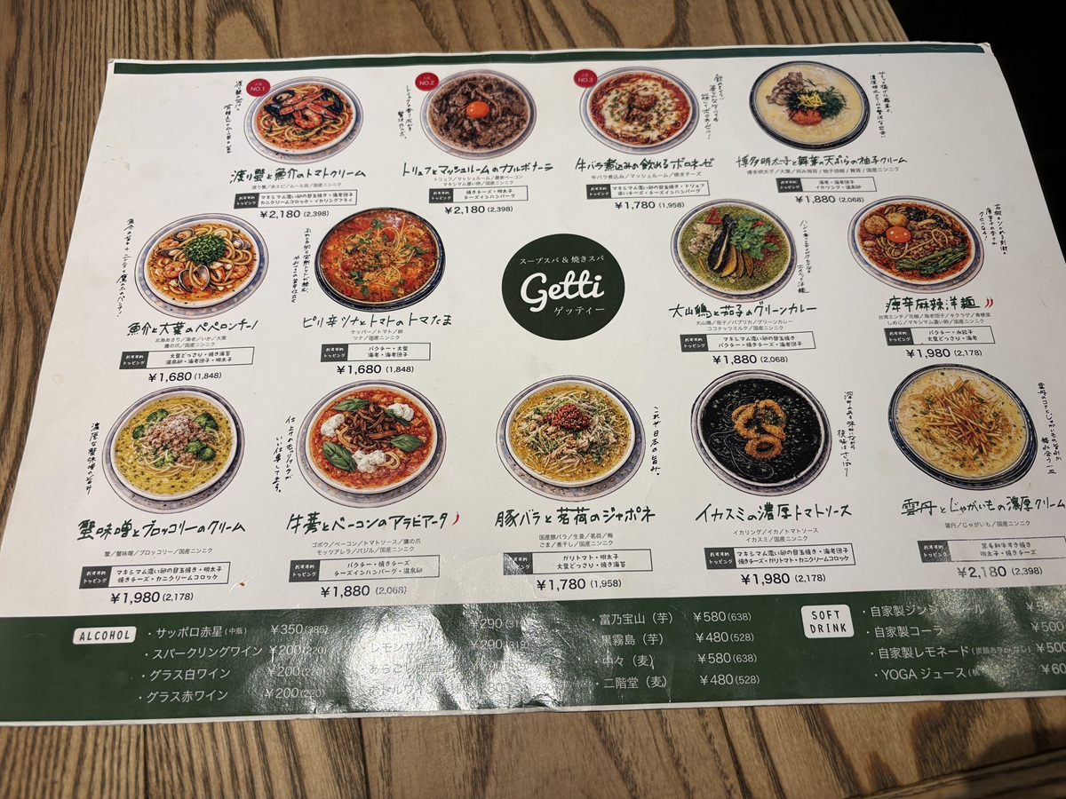 スープスパゲティのメニュー